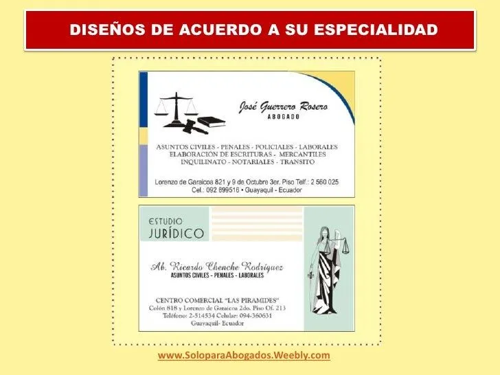 Tarjetas, para ABOGADOS del ECUADOR