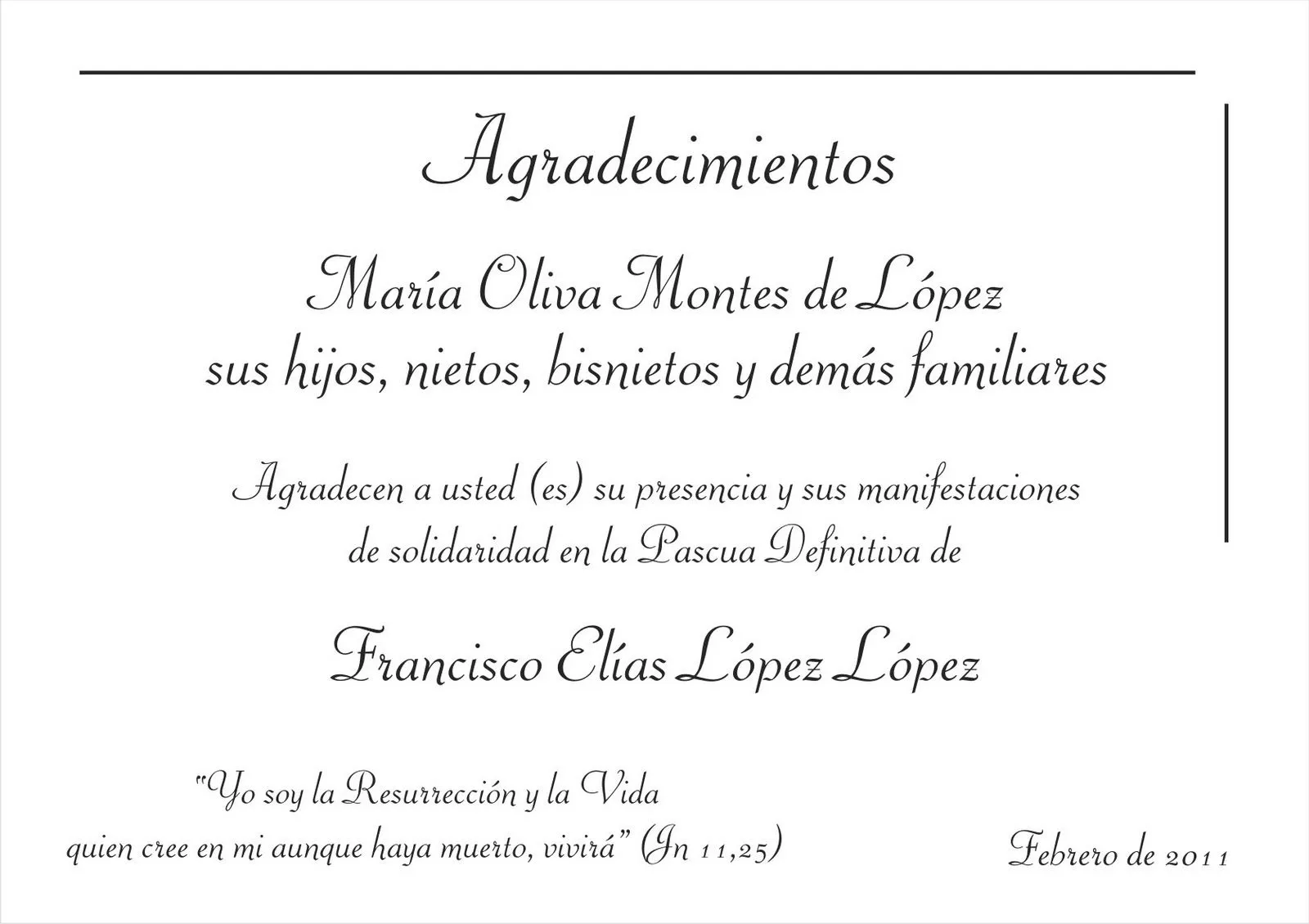 Tarjetas para agradecimiento por asistencia a funeral - Imagui