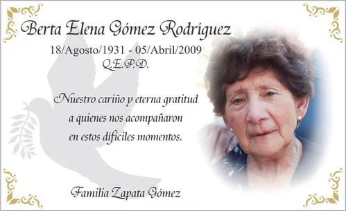Tarjetas de agradecimiento funeral para imprimir - Imagui