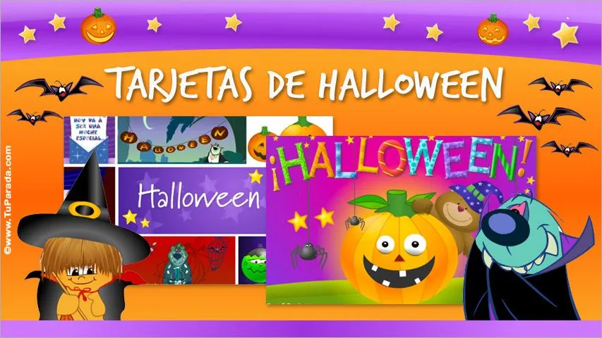 Tarjetas animadas de Halloween, postales Halloween, noche de brujas