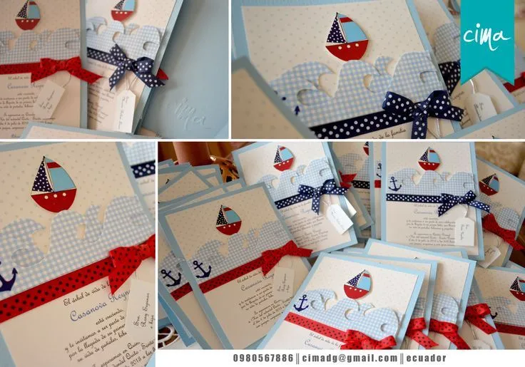Tarjetas para Baby Shower motivo marinero, con detalles en alto ... Tarjetas para Baby Shower motivo marinero, con detalles en alto ...