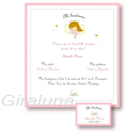Tarjetas de Bautismo | Invitaciones Giraluna Tarjetas de Bautismo | Invitaciones Giraluna
