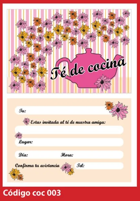 Invitaciónes para imprimir te de cocina - Imagui Invitaciónes para imprimir te de cocina - Imagui