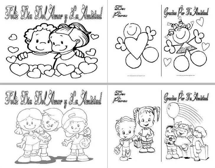 Tarjetas para colorear del día del amor y la amistad | Material Educativo Tarjetas para colorear del día del amor y la amistad | Material Educativo