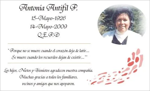 TARJETAS DE CONDOLENCIAS TARJETAS DE AGRADECIMIENTO TARJETAS DE ...