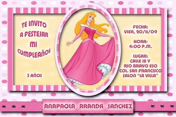Tarjetas de cumpleaños princesa aurora - Imagui