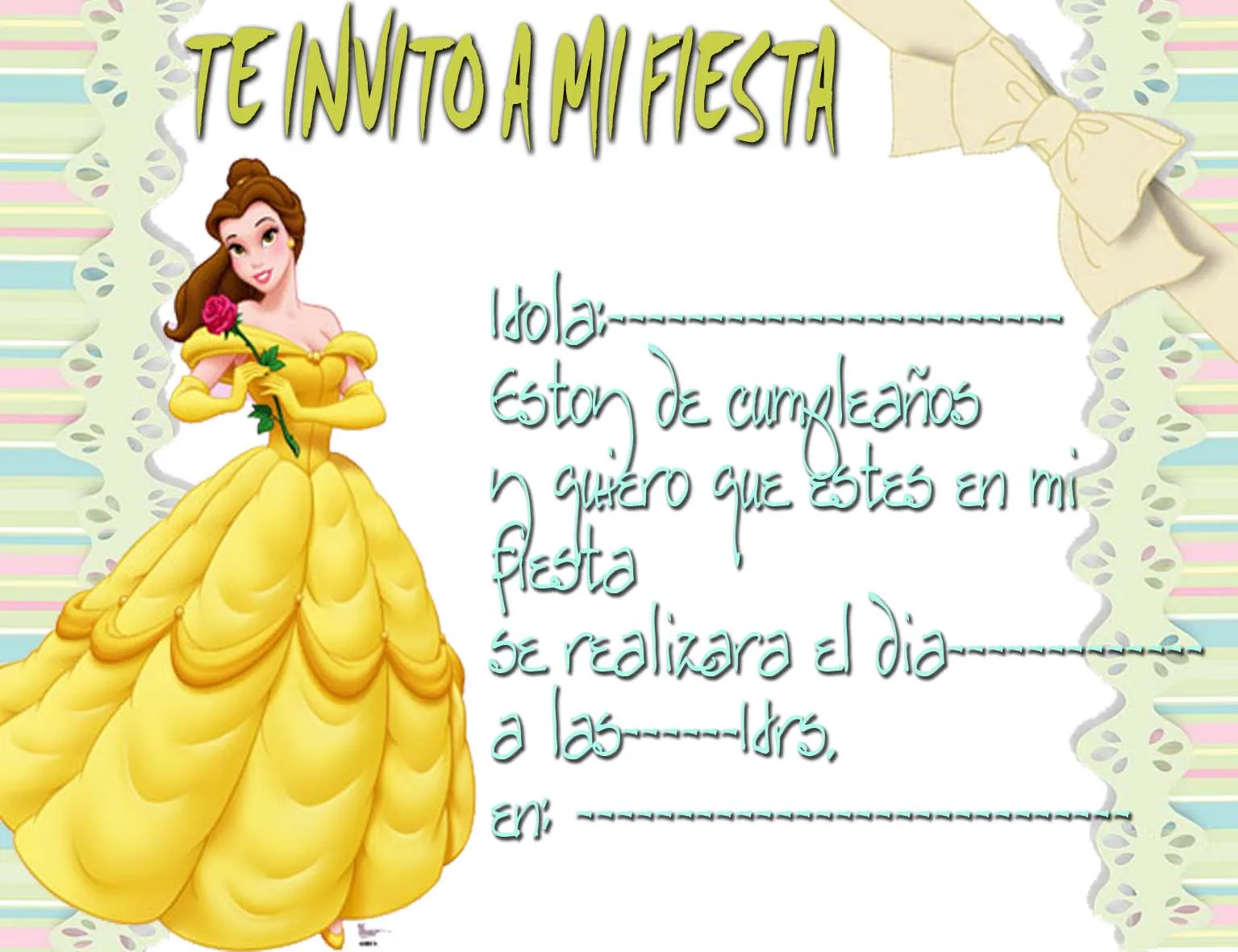 Tarjetas de cumpleaños para imprimir: La Bella Y la Bestia Tarjetas de cumpleaños para imprimir: La Bella Y la Bestia