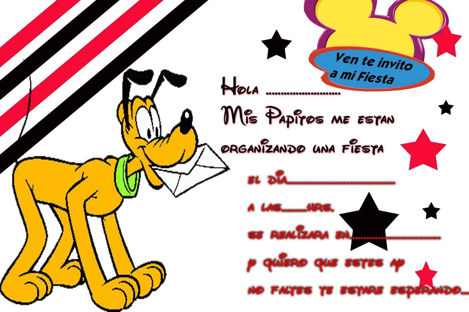 Tarjetas de cumpleaños para imprimir: Pluto 2
