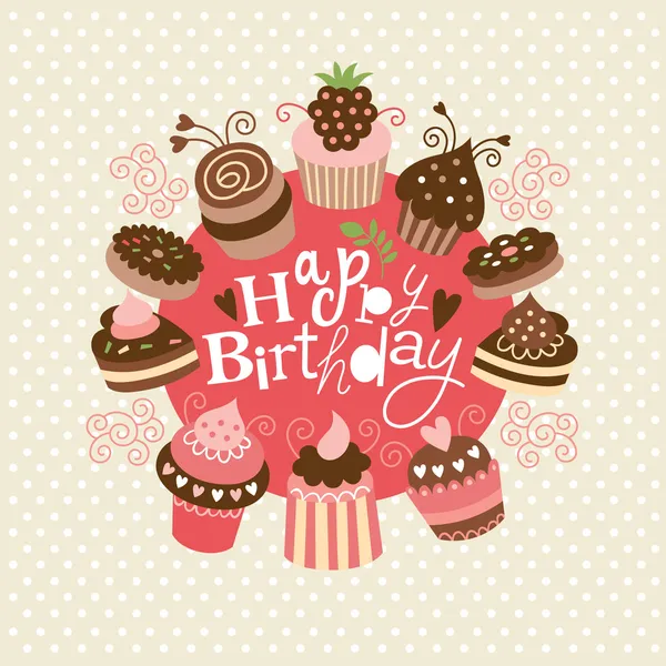 Tarjetas de cumpleaños con lindos pastelitos — Vector stock ... Tarjetas de cumpleaños con lindos pastelitos — Vector stock ...