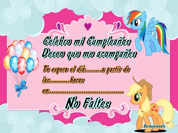 Tarjetas cumpleaños para imprimir My Little Pony - Imagui