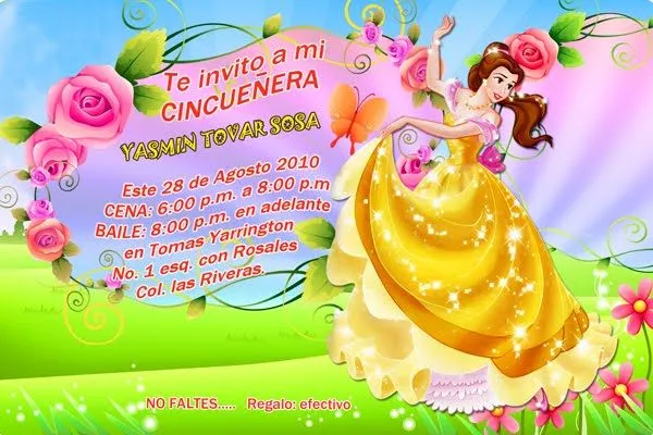 Invitaciones de Cumpleaños con diseño de las Princesa ~ Artes DaVinci