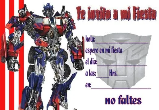 Invitaciónes de cumpleaños para imprimir de transformers - Imagui Invitaciónes de cumpleaños para imprimir de transformers - Imagui