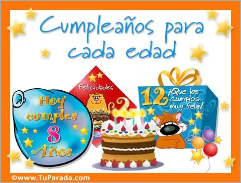 Tarjetas para cada edad, tarjetas de cumpleaños con el número de años Tarjetas para cada edad, tarjetas de cumpleaños con el número de años