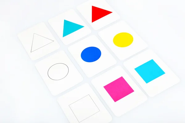 Tarjetas educativas con figuras geométricas — Foto stock ... Tarjetas educativas con figuras geométricas — Foto stock ...