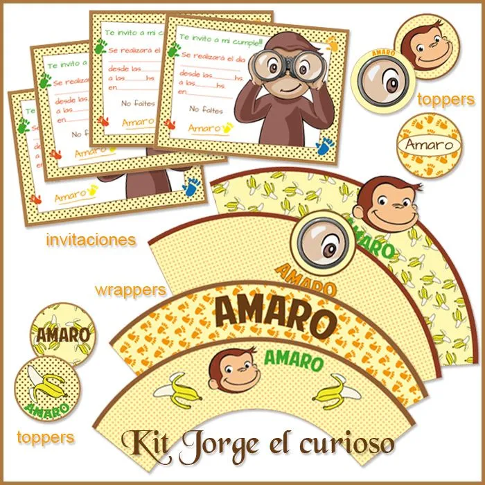 Tarjetas Imprimibles: Kit imprimible de Jorge el curioso. Tarjetas Imprimibles: Kit imprimible de Jorge el curioso.