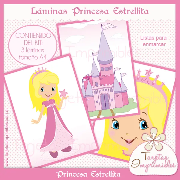 Tarjetas Imprimibles: Láminas para imprimir Princesa Estrellita Tarjetas Imprimibles: Láminas para imprimir Princesa Estrellita