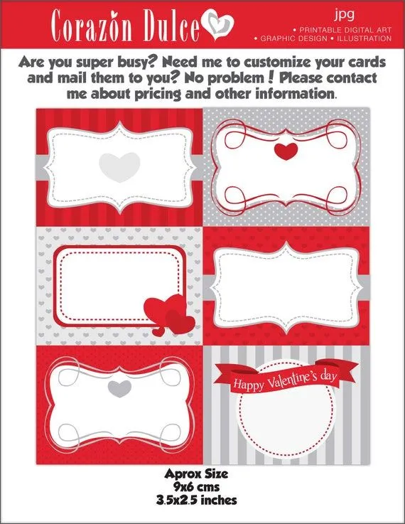 Tarjetas imprimibles de San Valentín/ etiquetas por corazondulce Tarjetas imprimibles de San Valentín/ etiquetas por corazondulce