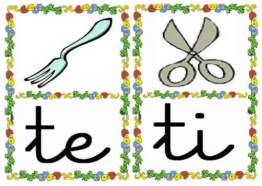 TARJETAS INFANTILES CON SILABAS Y DIBUJOS