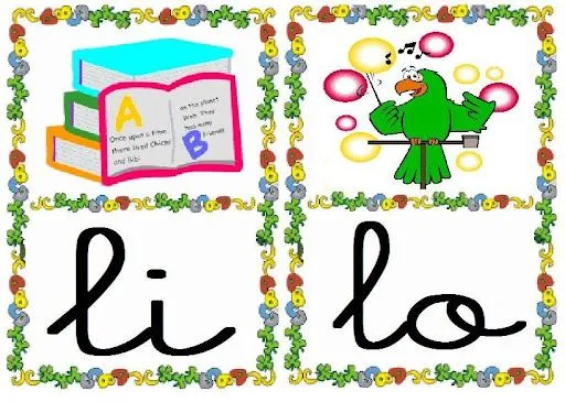 TARJETAS INFANTILES CON SILABAS Y DIBUJOS