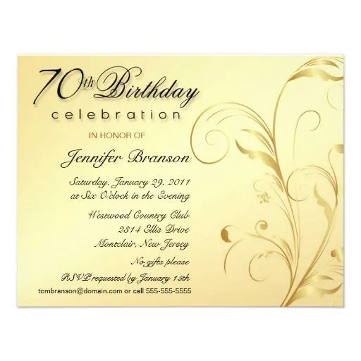 Tarjetas invitación para 70 años - Imagui