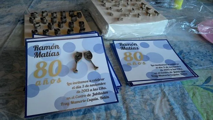 Tarjetas invitación para cumpleaños. 80 años. Filigrana. Quilling ... Tarjetas invitación para cumpleaños. 80 años. Filigrana. Quilling ...