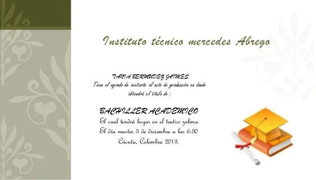 Tarjetas de invitación al acto de graduación - Imagui