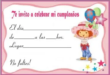 Invitaciónes rosita fresita para imprimir - Imagui