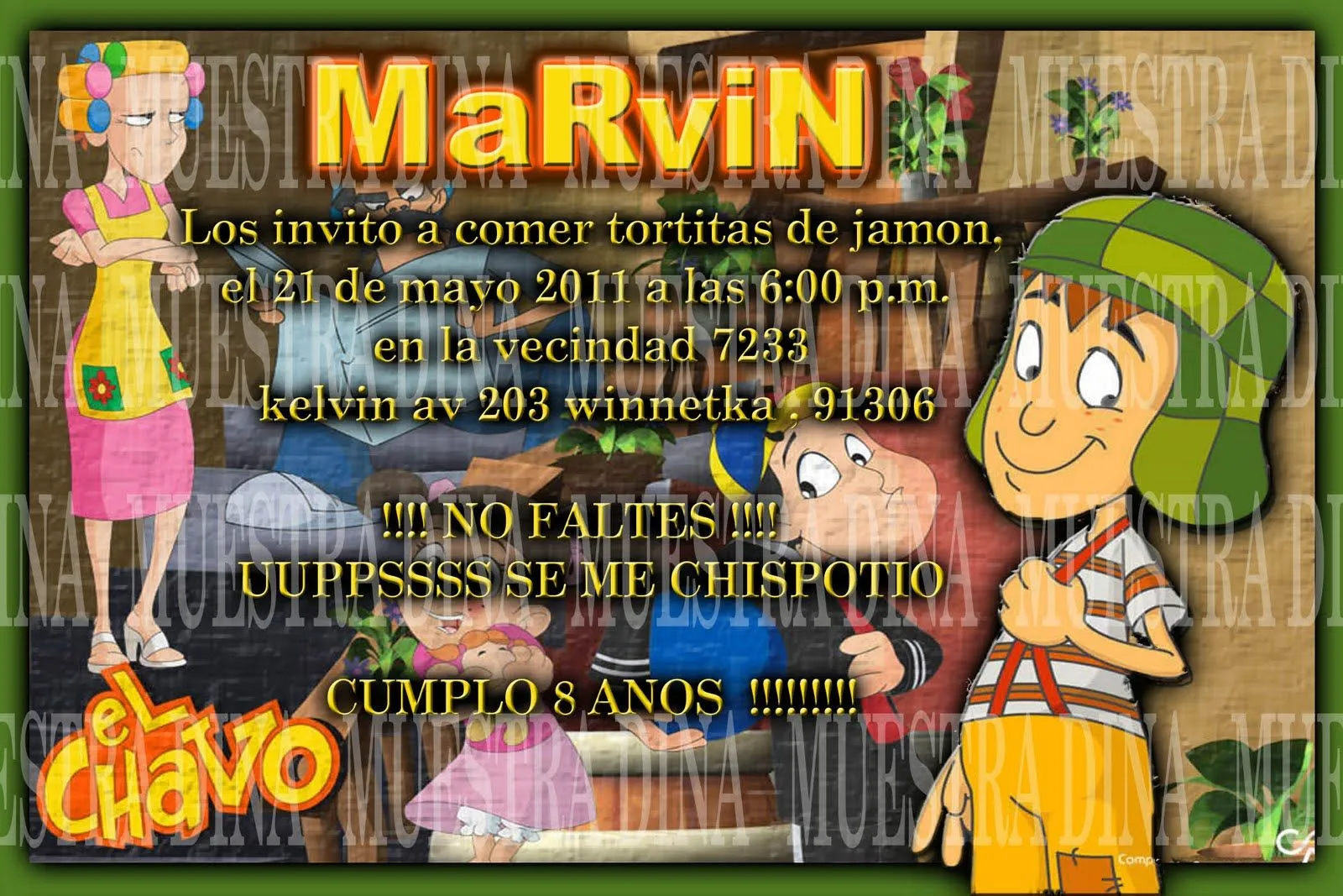 Tarjetas de invitación cumpleaños infantil del chavo - Imagui