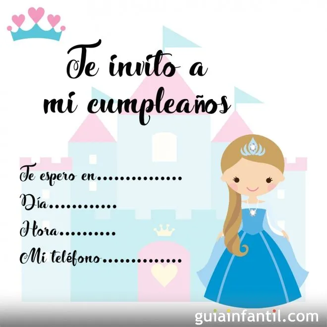 Tarjetas de invitación de cumpleaños infantiles con princesas ...