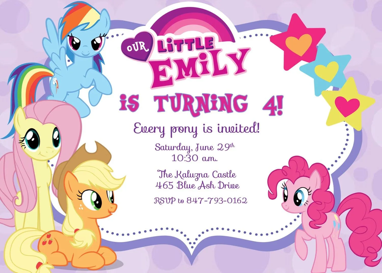 Tarjetas de invitación de cumpleaños de My Little Pony - Imagui