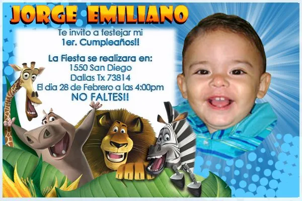 Tarjetas de invitación de madagascar para imprimir gratis - Imagui