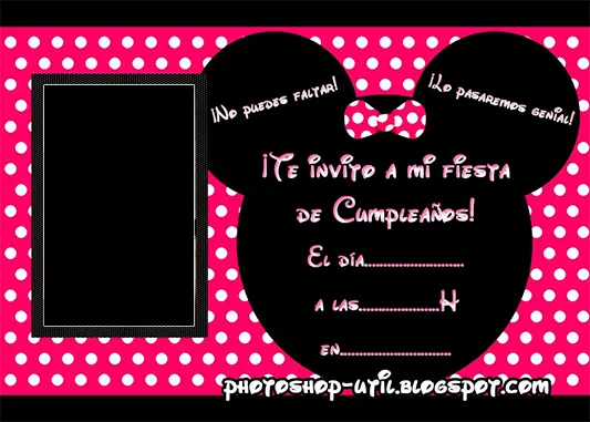 Tarjetas de invitación de Minnie para editar - Imagui