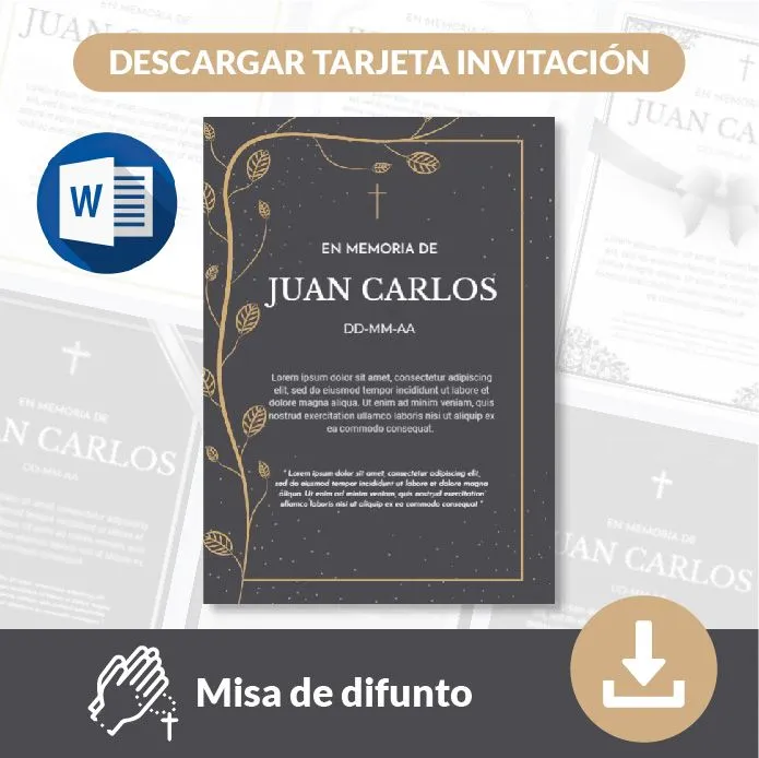 ▷ Tarjetas de invitación a Misa de difunto