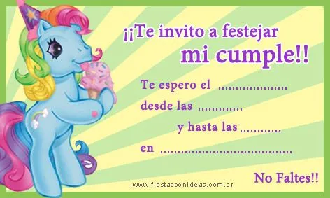 Pequeño Pony - Tarjeta de cumpleaños para imprimir - Fiestas ...