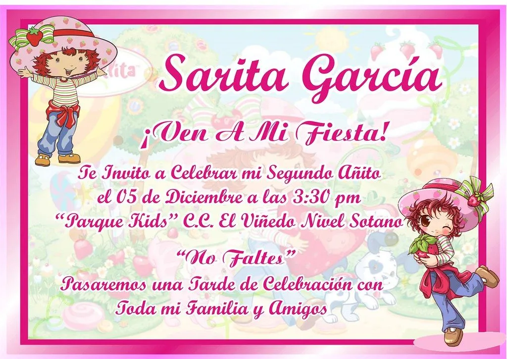 Tarjetas de invitación de fresita rosita - Imagui Tarjetas de invitación de fresita rosita - Imagui