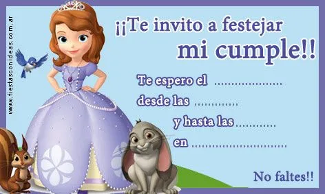 Princesa Sofia - Disney - Tarjetas de cumpleaños para imprimir ...