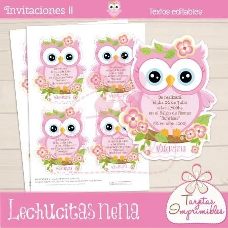 Tarjetas o Invitaciones Lechucitas para fiestas temáticas ...