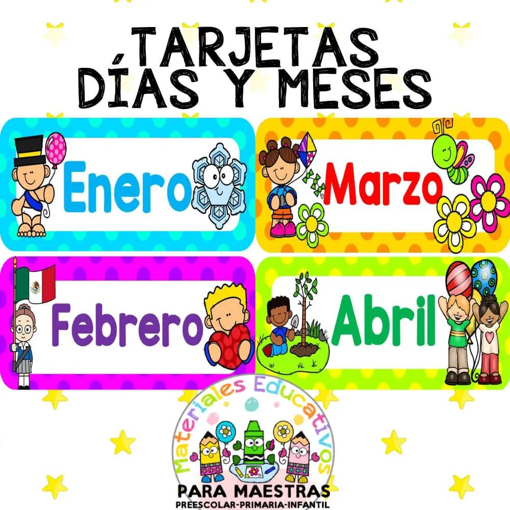 Tarjetas de Días y Meses | Materiales Educativos para Maestras Tarjetas de Días y Meses | Materiales Educativos para Maestras