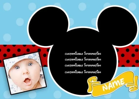 Como hacer tarjetas de Mickey Mouse personalizadas - Imagui