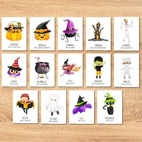 Tarjetas de movimiento de Halloween habilidades motoras - Etsy México Tarjetas de movimiento de Halloween habilidades motoras - Etsy México