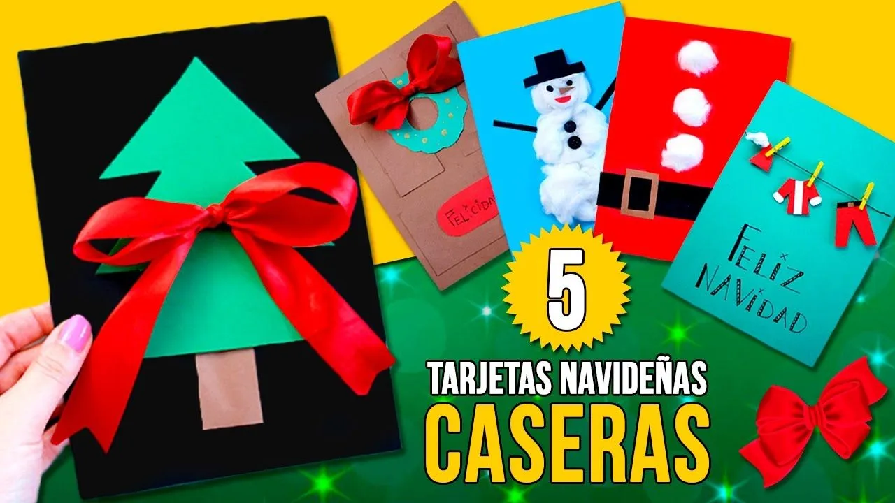 5 TARJETAS de NAVIDAD caseras fáciles para NIÑOS 5 TARJETAS de NAVIDAD caseras fáciles para NIÑOS