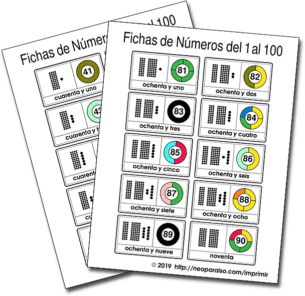 Tarjetas de Números del 1 al 100 para Imprimir PDF Tarjetas de Números del 1 al 100 para Imprimir PDF