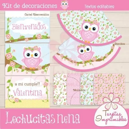 Kit de decoraciones para cumpleaños de niñas para imprimir ...