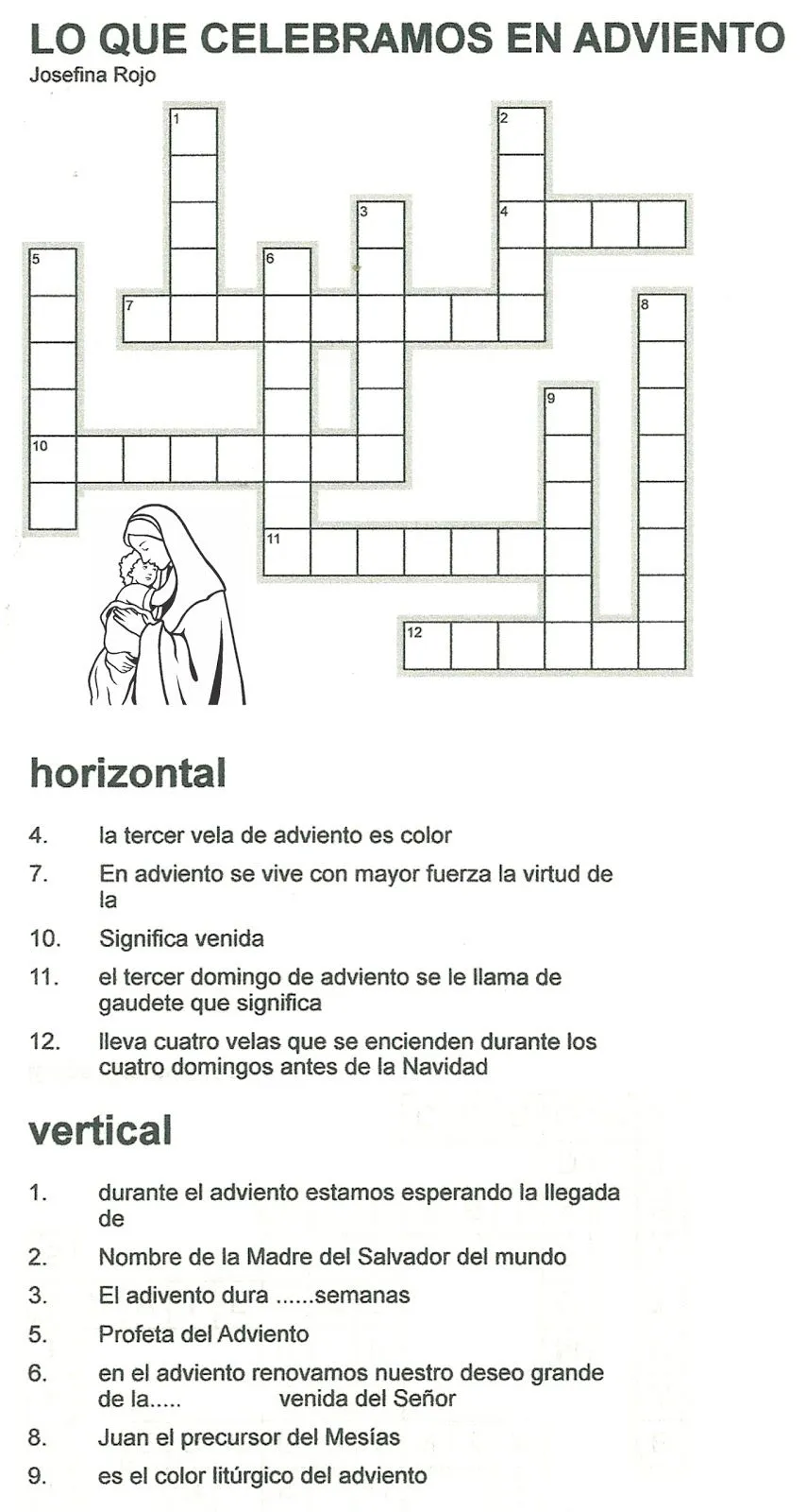TARJETAS Y ORACIONES CATOLICAS: ADVIENTO CRUCIGRAMA TARJETAS Y ORACIONES CATOLICAS: ADVIENTO CRUCIGRAMA