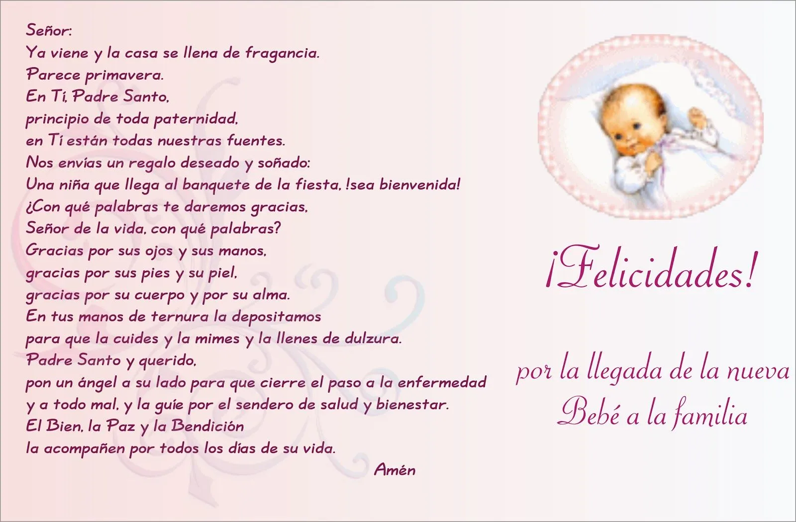 TARJETAS Y ORACIONES CATOLICAS: POR LA LLEGADA DE UN BEBE