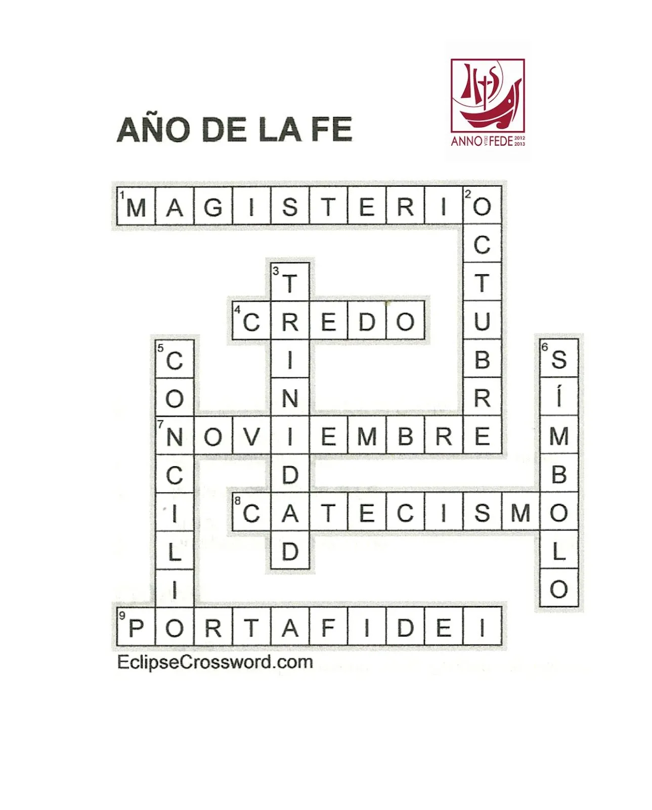 TARJETAS Y ORACIONES CATOLICAS: SOLUCIÓN AL CRUCIGRAMA AÑO DE LA FE TARJETAS Y ORACIONES CATOLICAS: SOLUCIÓN AL CRUCIGRAMA AÑO DE LA FE