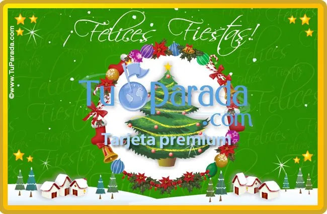 Tarjetas con pino de Navidad, postales con adornos navideños ...