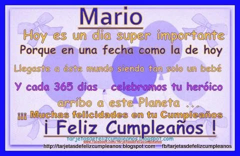 Tarjetas y Postales de Felicitaciones de Cumpleaños : Mario ... Tarjetas y Postales de Felicitaciones de Cumpleaños : Mario ...