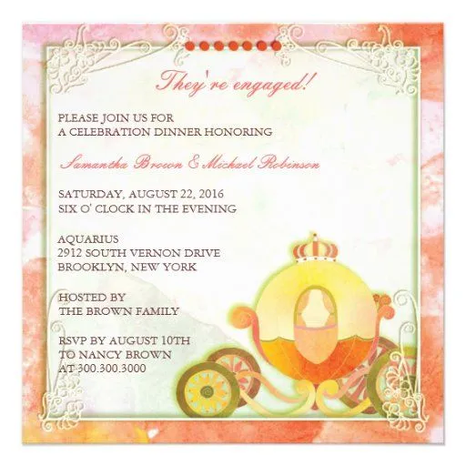 Carriage de princesa: Invitaciones del compromiso Comunicado ... Carriage de princesa: Invitaciones del compromiso Comunicado ...