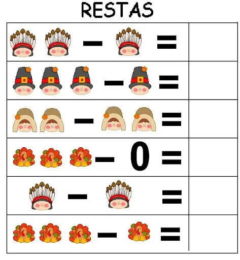 TARJETAS DE RESTAS PARA NIÑOS